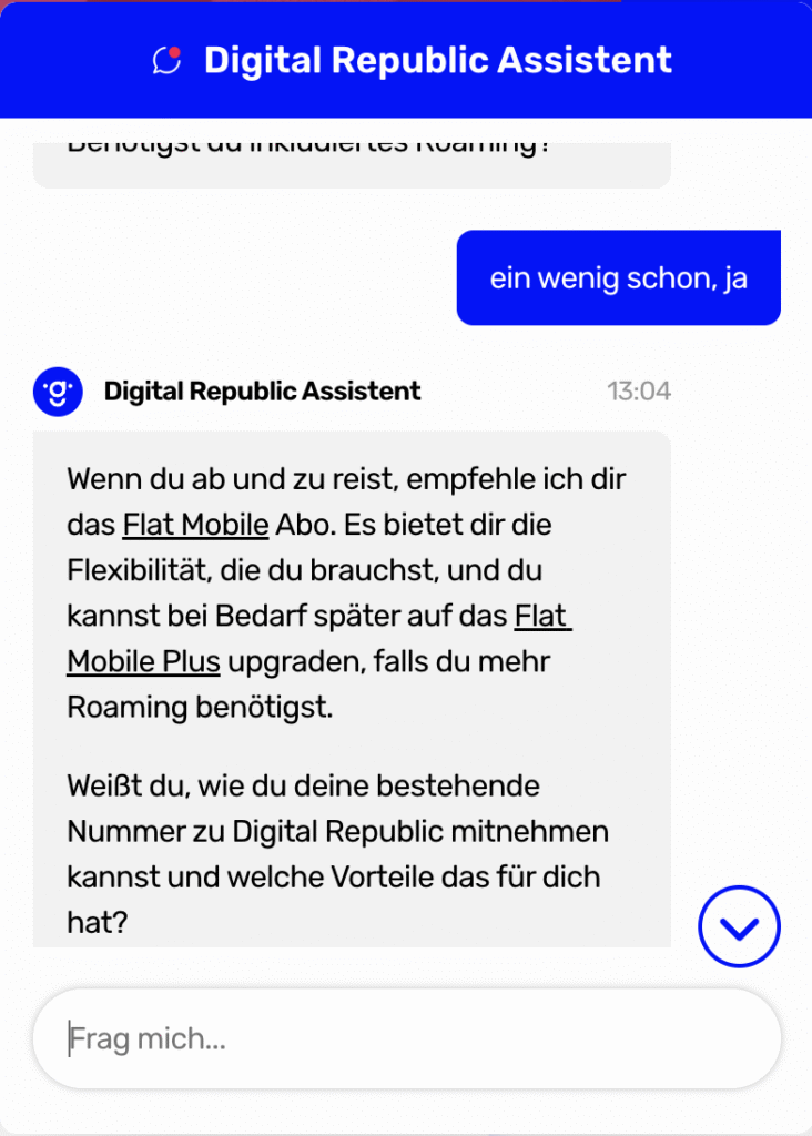 Chatbot von Connect AI für Digital Republic